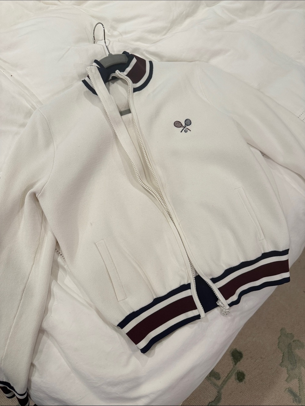 Tory Burch sport Tennis Zip Jacket with Stripe Trim